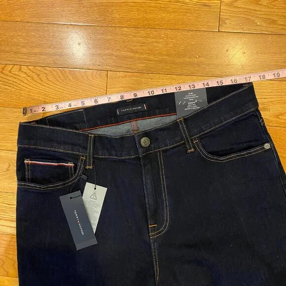 Tommy Hilfiger TH Flex Slim Fit Jeans Dark Wash Cotton Stretch 34x32 Mens NWT - Picture 2 of 6